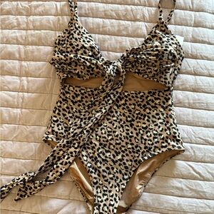 NWT AERIE Leopard Print One-Piece Swimsuit